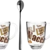 Leonardo 2 Latte Macchiato Tassen NAPOLI 380ml 3 Farbig + 2 Löffel 11