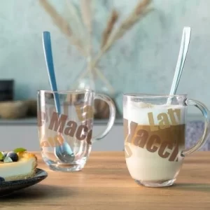 Leonardo 2 Latte Macchiato Tassen NAPOLI 380ml 3 Farbig + 2 Löffel 7