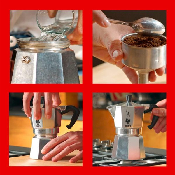 Bialetti - Moka Express: Ikonische Espressomaschine für die Herdplatte, macht echten Italienischen Kaffee, Moka-Kanne 3 Tassen (130ml), Aluminium, Silber, Alu 4