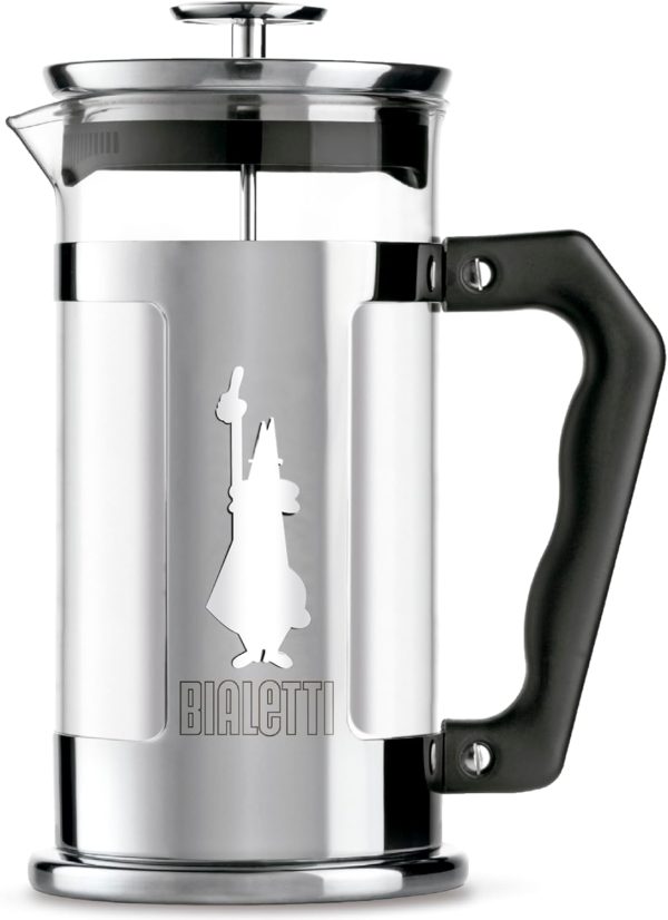 Bialetti Kaffeepresse Preziosa, French Press Filter für Kaffee oder Tee, Gehäuse aus Edelstahl und Behälter aus Borosilikatglas, spülmaschinenfest, 350 ml, für 3 Tassen 2