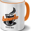 Tasse mit Namen Leonardo - Motiv "Coffee Mug" - Namenstasse, Kaffeebecher, Mug, Becher, Kaffeetasse - Farbe Orange 5