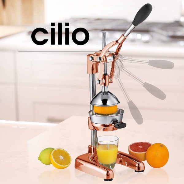 Cilio C309454 Manuelle Saftpresse, Zinkdruckguss, Kupfer, 23 x 19 x 44 cm 6