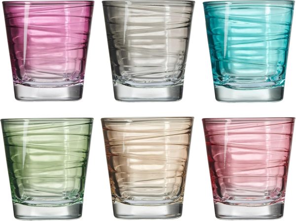 Leonardo VARIO Set 6 Becher klein farbig Sortiert, Glas, Bunt, 6 Stück (1er Pack), 6 1