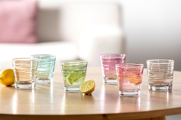 Leonardo VARIO Set 6 Becher klein farbig Sortiert, Glas, Bunt, 6 Stück (1er Pack), 6 11