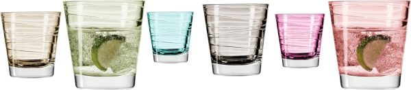 Leonardo VARIO Set 6 Becher klein farbig Sortiert, Glas, Bunt, 6 Stück (1er Pack), 6 12