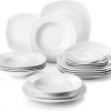 MALACASA Serie Elisa, 18 TLG. Porzellan Tafelservice Geschirrset Kombiservice, 6 Dessertteller, 6 Suppenteller und 6 Speiseteller für 6 Personen 22