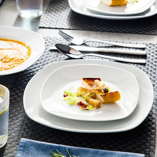 MALACASA Serie Elisa, 18 TLG. Porzellan Tafelservice Geschirrset Kombiservice, 6 Dessertteller, 6 Suppenteller und 6 Speiseteller für 6 Personen 5