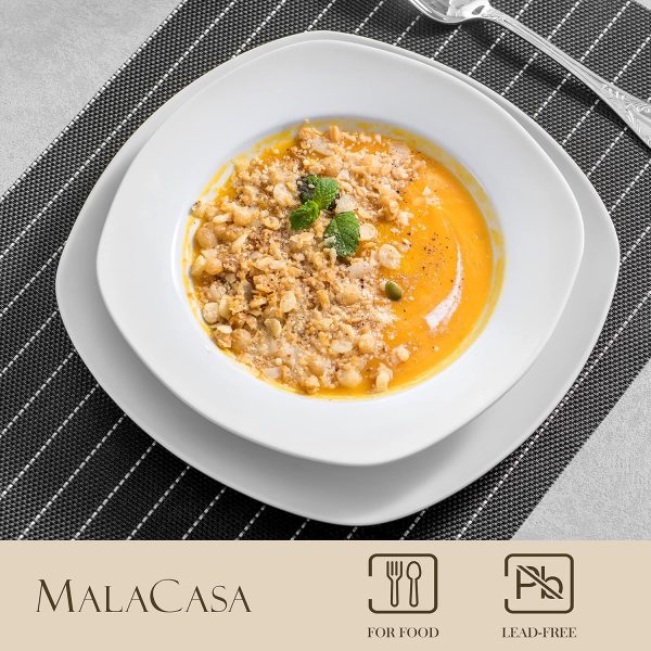 MALACASA Serie Elisa, 18 TLG. Porzellan Tafelservice Geschirrset Kombiservice, 6 Dessertteller, 6 Suppenteller und 6 Speiseteller für 6 Personen 6