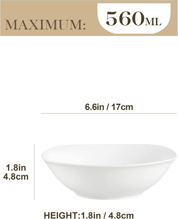 MALACASA, Serie Elisa, 6 teilig Set Porzellan 6,7" Schalen Müslischüssel Salatschüsseln Dessertschälchen für 6 Personen 2