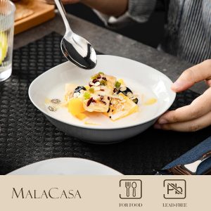 MALACASA, Serie Elisa, 6 teilig Set Porzellan 6,7" Schalen Müslischüssel Salatschüsseln Dessertschälchen für 6 Personen 10