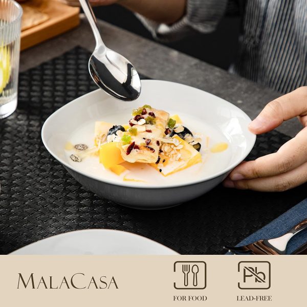 MALACASA, Serie Elisa, 6 teilig Set Porzellan 6,7" Schalen Müslischüssel Salatschüsseln Dessertschälchen für 6 Personen 3