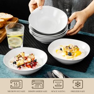 MALACASA, Serie Elisa, 6 teilig Set Porzellan 6,7" Schalen Müslischüssel Salatschüsseln Dessertschälchen für 6 Personen 12