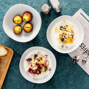 MALACASA, Serie Elisa, 6 teilig Set Porzellan 6,7" Schalen Müslischüssel Salatschüsseln Dessertschälchen für 6 Personen 14