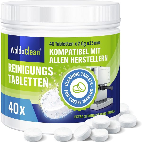 Reinigungstabletten für Kaffeevollautomaten 40x 2g - kompatibel für Delonghi, Siemens, EQ Series, Jura, Krups, Bosch, Miele, Melitta, WMF 1