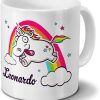 printplanet Tasse mit Namen Leonardo - Motiv Verrücktes Einhorn - Namenstasse, Kaffeebecher, Mug, Becher, Kaffeetasse - Farbe Weiß 7