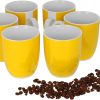 van Well Vario 6er Kaffeetassen-Set - Porzellan-Tasse groß - in fröhlichen Farben - pflegeleichtes Tassen-Set - für Spülmaschine & Mikrowelle geeignet - 300 ml Kaffeebecher Gelb 7