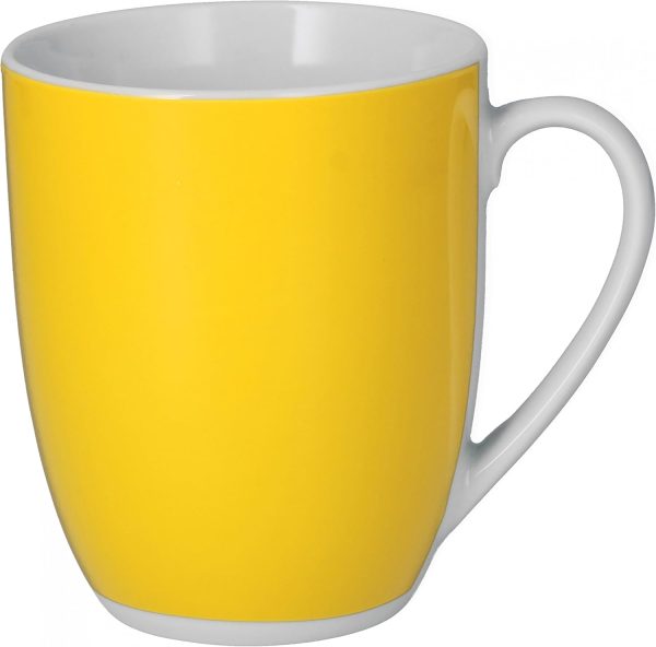 van Well Vario 6er Kaffeetassen-Set - Porzellan-Tasse groß - in fröhlichen Farben - pflegeleichtes Tassen-Set - für Spülmaschine & Mikrowelle geeignet - 300 ml Kaffeebecher Gelb 2