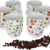 van Well Vario 6er Kaffeetassen-Set - Porzellan-Tasse groß - in fröhlichen Farben - pflegeleichtes Tassen-Set - für Spülmaschine & Mikrowelle geeignet - 300 ml Kaffeebecher Flower 7