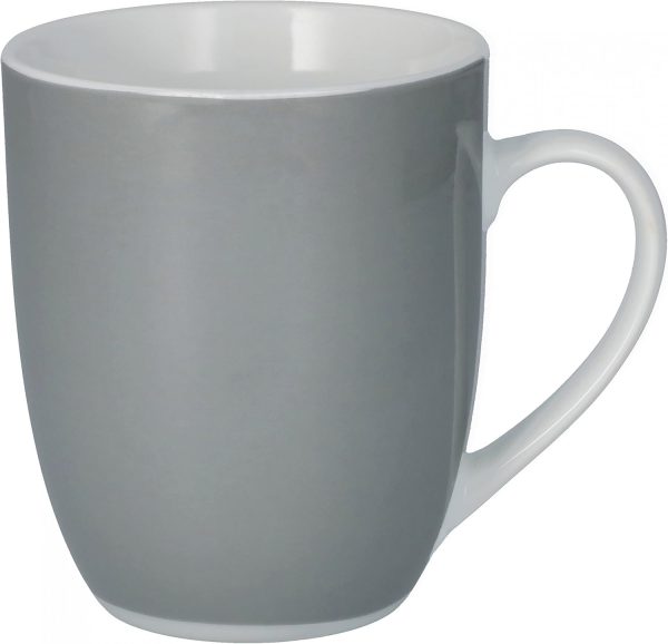 van Well Vario 6er Kaffeetassen-Set - Porzellan-Tasse groß - in fröhlichen Farben - pflegeleichtes Tassen-Set - für Spülmaschine & Mikrowelle geeignet - 300 ml Kaffeebecher Grau 2