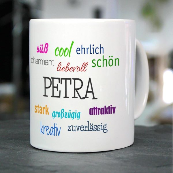printplanet Tasse mit Namen Petra - Positive Eigenschaften von Petra - Namenstasse, Kaffeebecher, Mug, Becher, Kaffeetasse - Farbe Weiß 2