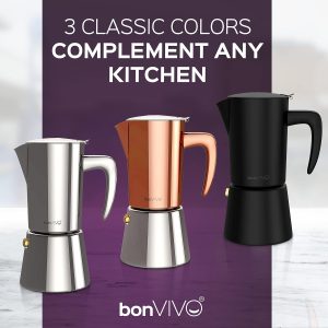 bonVIVO Espressokocher Induktion geeignet - Edelstahl Kaffeekocher in Chrom-Optik m. Wasserkessel u. Sieb - Mokkakanne 6 Tassen - 300 ml - Weihnachtsgeschenke für den Haushalt 11