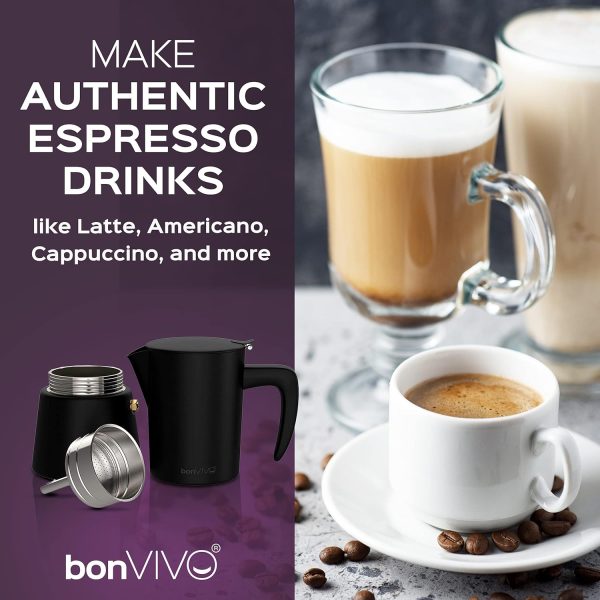 bonVIVO Espressokocher Induktion geeignet - Edelstahl Kaffeekocher in Chrom-Optik m. Wasserkessel u. Sieb - Mokkakanne 6 Tassen - 300 ml - Weihnachtsgeschenke für den Haushalt 6