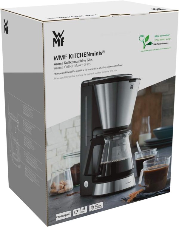 WMF Küchenminis Aroma Filterkaffeemaschine mit Glaskanne, Filterkaffee, Kaffeemaschine mini 5 Tassen, Warmhalteplatte mit Abschaltautomatik, 760 W 10