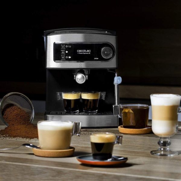 Cecotec Espressomaschine Cumbia Power Espresso 20 Barista Aromax. Leistung 2900 W, 2 Heizsysteme, 20-bar-Druckpumpe, Manometer, Doppelauslassfilterhalter und 2 Filter (Basic) 2
