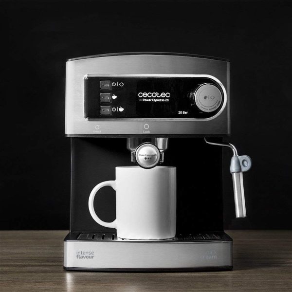 Cecotec Espressomaschine Cumbia Power Espresso 20 Barista Aromax. Leistung 2900 W, 2 Heizsysteme, 20-bar-Druckpumpe, Manometer, Doppelauslassfilterhalter und 2 Filter (Basic) 4