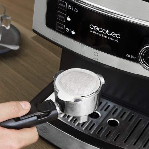 Cecotec Espressomaschine Cumbia Power Espresso 20 Barista Aromax. Leistung 2900 W, 2 Heizsysteme, 20-bar-Druckpumpe, Manometer, Doppelauslassfilterhalter und 2 Filter (Basic) 15