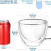 ecooe Doppelwandige Cappuccino Tassen Glaser Latte Macchiato Glaser Borosilikatglas Kaffeetassen Glas 2er Set 350ml Kaffeeglas Teegläser mit Henkel für Cappuccino,Tee,EIS,Milch,Bier 16