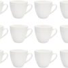 LISSEK 12 Stück Kaffeetassen 200 ml mit Henkel aus Keramik Tassen für Heißgetränke Arbeit Büro 12er Set weißer Henkel weiße Serie 20