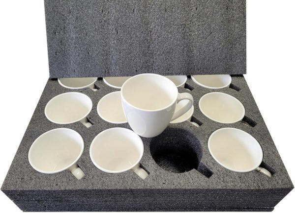 LISSEK 12 Stück Kaffeetassen 200 ml mit Henkel aus Keramik Tassen für Heißgetränke Arbeit Büro 12er Set weißer Henkel weiße Serie 2