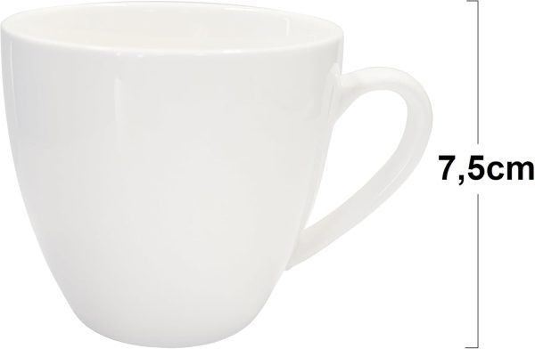 LISSEK 12 Stück Kaffeetassen 200 ml mit Henkel aus Keramik Tassen für Heißgetränke Arbeit Büro 12er Set weißer Henkel weiße Serie 5