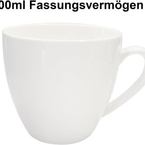 LISSEK 12 Stück Kaffeetassen 200 ml mit Henkel aus Keramik Tassen für Heißgetränke Arbeit Büro 12er Set weißer Henkel weiße Serie 18