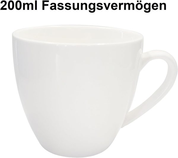 LISSEK 12 Stück Kaffeetassen 200 ml mit Henkel aus Keramik Tassen für Heißgetränke Arbeit Büro 12er Set weißer Henkel weiße Serie 7