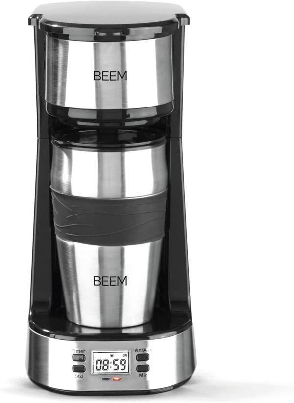 BEEM THERMO 2 GO Single Filterkaffeemaschine mit 0,4l Thermobecher | Permanentfilter | Mit 24h-Timer für einen Becher heißen Kaffee am Morgen ohne Wartezeit | 750 W 1