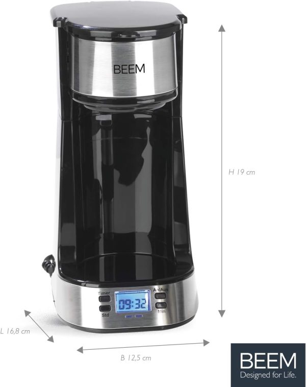 BEEM THERMO 2 GO Single Filterkaffeemaschine mit 0,4l Thermobecher | Permanentfilter | Mit 24h-Timer für einen Becher heißen Kaffee am Morgen ohne Wartezeit | 750 W 3
