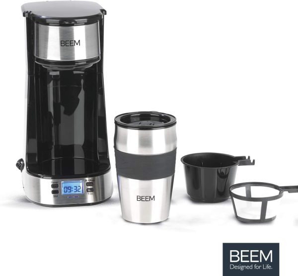BEEM THERMO 2 GO Single Filterkaffeemaschine mit 0,4l Thermobecher | Permanentfilter | Mit 24h-Timer für einen Becher heißen Kaffee am Morgen ohne Wartezeit | 750 W 6