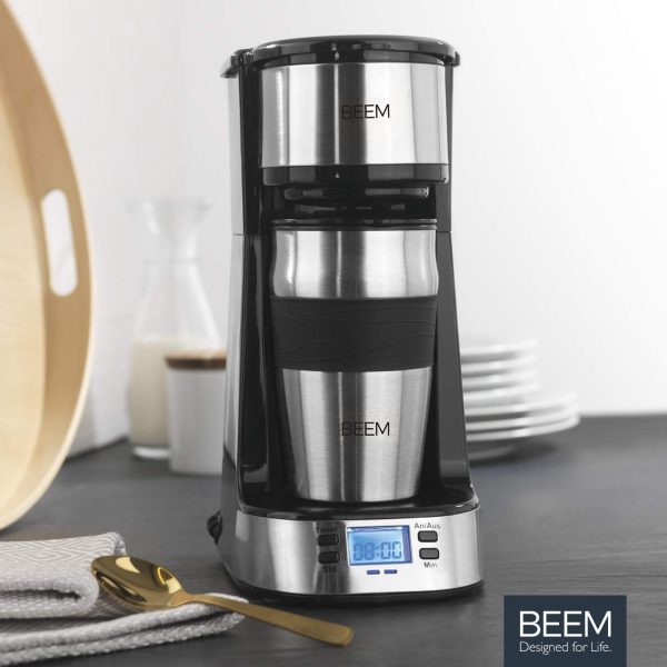 BEEM THERMO 2 GO Single Filterkaffeemaschine mit 0,4l Thermobecher | Permanentfilter | Mit 24h-Timer für einen Becher heißen Kaffee am Morgen ohne Wartezeit | 750 W 7