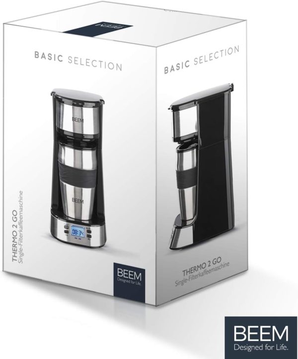 BEEM THERMO 2 GO Single Filterkaffeemaschine mit 0,4l Thermobecher | Permanentfilter | Mit 24h-Timer für einen Becher heißen Kaffee am Morgen ohne Wartezeit | 750 W 8