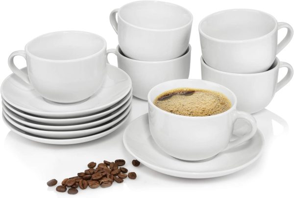 Sänger Kaffeetassen Set New Port 12 teiliges Tassen Set für 6 Personen aus Porzellan, Tassen und Untertassen in Weiß 150 ml | PREMIUM COLLECTION 1