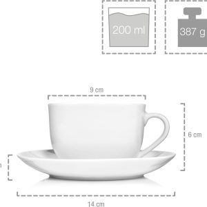 Sänger Kaffeetassen Set New Port 12 teiliges Tassen Set für 6 Personen aus Porzellan, Tassen und Untertassen in Weiß 150 ml | PREMIUM COLLECTION 9