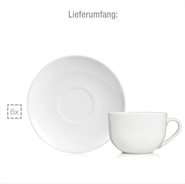 Sänger Kaffeetassen Set New Port 12 teiliges Tassen Set für 6 Personen aus Porzellan, Tassen und Untertassen in Weiß 150 ml | PREMIUM COLLECTION 5