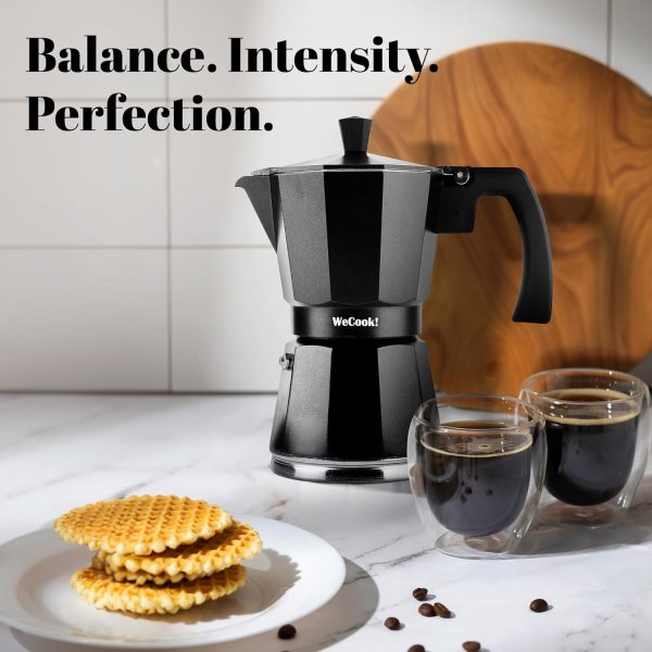 WECOOK! - 12 Tassen Italienischer Espresso-Kaffeekocher Induktion | Edelstahl für Ceranfeld, Caffettiera Induktion | Aluminium Espressomaschine klein, Sicherheitsventil | Schwarz, Aluminium 7