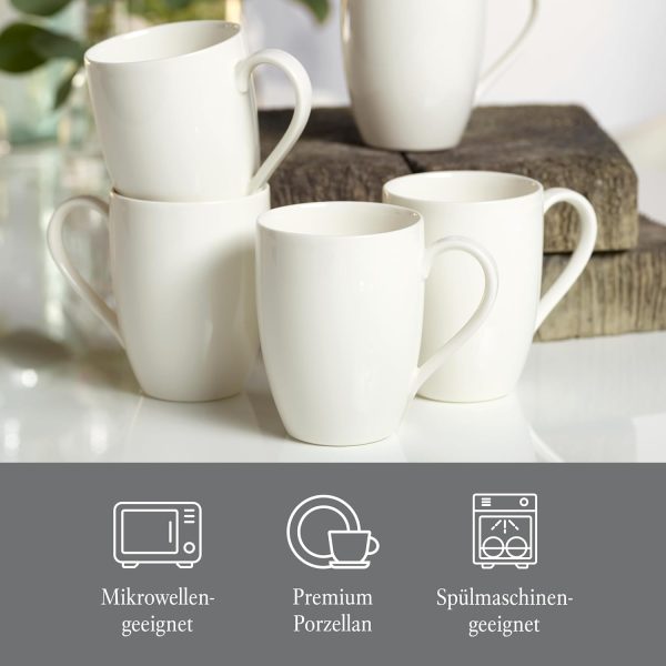 vivo by Villeroy & Boch Basic White Tassen Set, 6 Personen, spülmaschinenfest, 260ml, Kaffeebecher, Kaffeetasse, Becher, Heißgetränkebecher, Teetassen, Tassen Kaffee, Tasse, Premium Porzellan 2