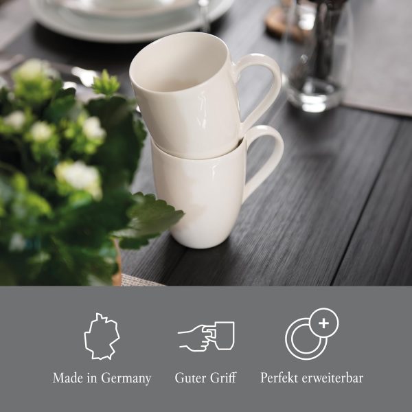 vivo by Villeroy & Boch Basic White Tassen Set, 6 Personen, spülmaschinenfest, 260ml, Kaffeebecher, Kaffeetasse, Becher, Heißgetränkebecher, Teetassen, Tassen Kaffee, Tasse, Premium Porzellan 4