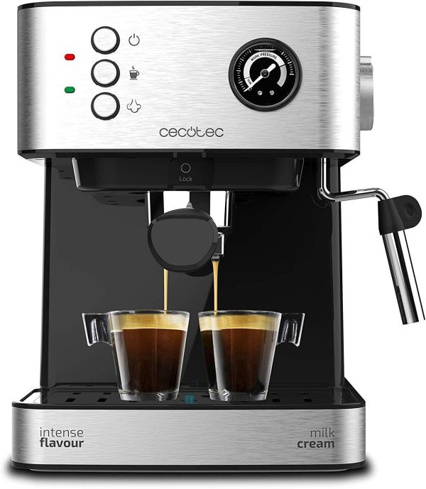 Cecotec Cumbia Power Espresso 20 Barista Aromax Kaffeemaschine. Leistung 2900 W, 2 Heizsysteme, 20-bar-Druckpumpe, Manometer, Doppelauslassfilterhalter und 2 Filter (Professionale) 1