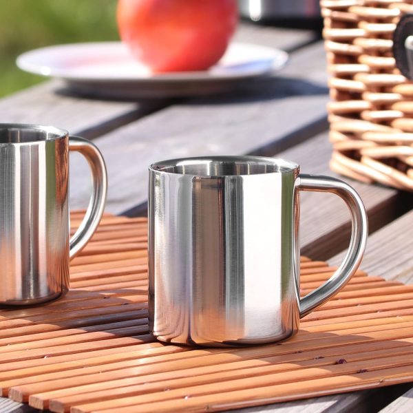 com-four® 2x Edelstahl Thermobecher - 180 ml je Becher - Isolierbecher doppelwandig - Kaffeetasse bruchsicher - Thermo-Trinkbecher - Camping Becher - Tasse - BPA-frei (180ml) 2