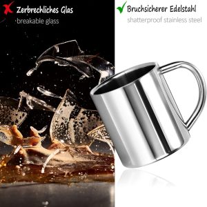 com-four® 2x Edelstahl Thermobecher - 180 ml je Becher - Isolierbecher doppelwandig - Kaffeetasse bruchsicher - Thermo-Trinkbecher - Camping Becher - Tasse - BPA-frei (180ml) 13